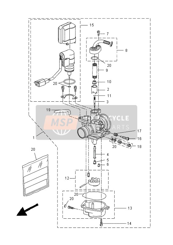 Yamaha NS50 AEROX 2014 Carburador para un 2014 Yamaha NS50 AEROX